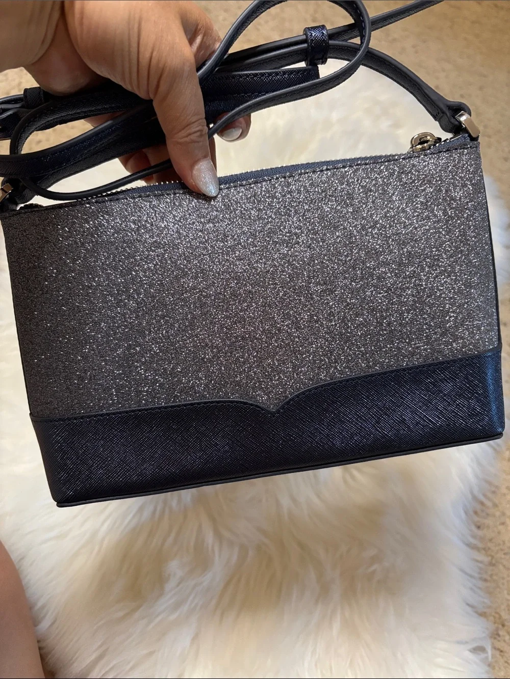 kate spade New York Lola Glitter Navy Dusk Crossbody Bag